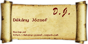 Dékány József névjegykártya